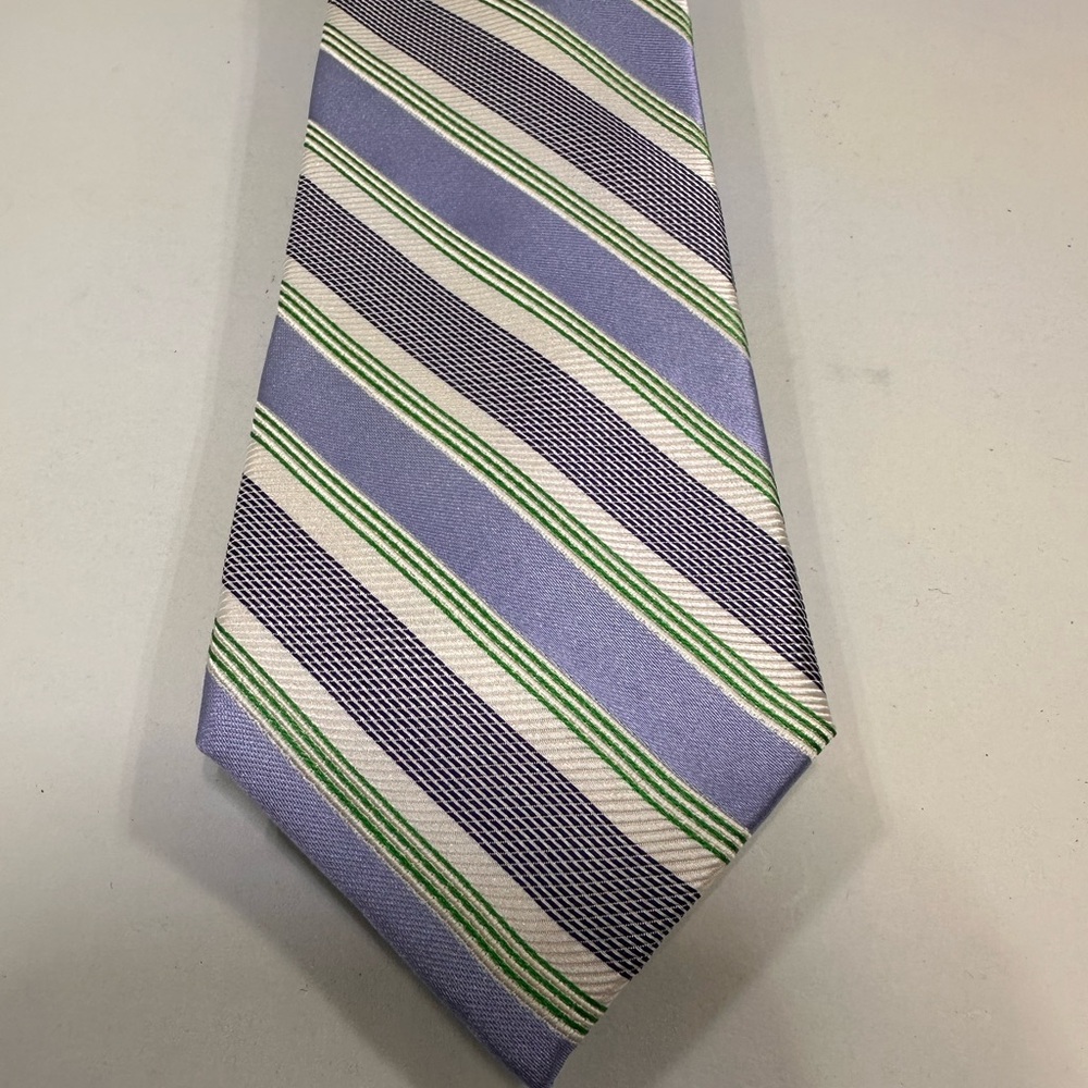 Paul Fredrick Striped Blue and Green Men's Tie